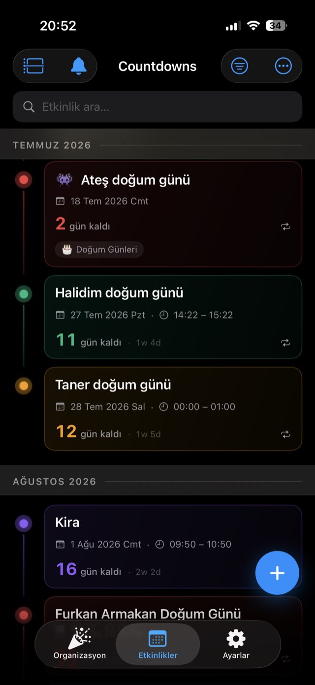 Geri sayım listesi