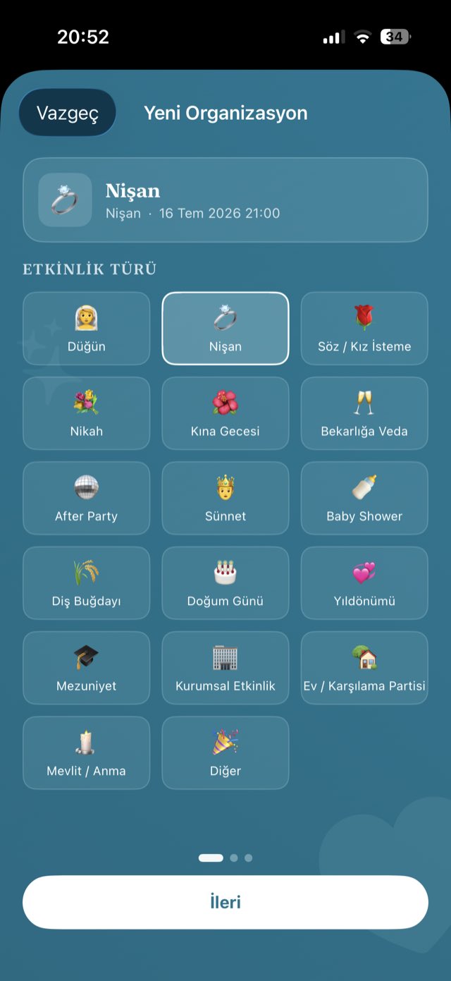 Etkinlik türleri