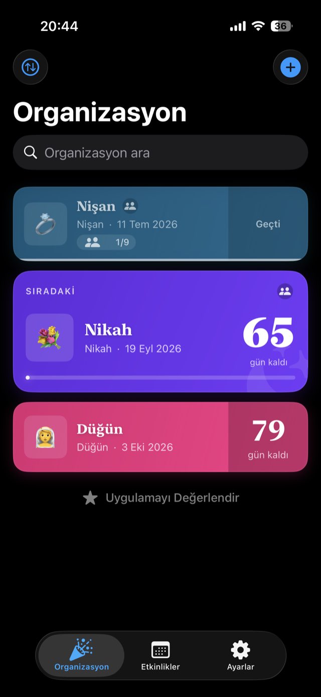 Momentify — organizasyon listesi